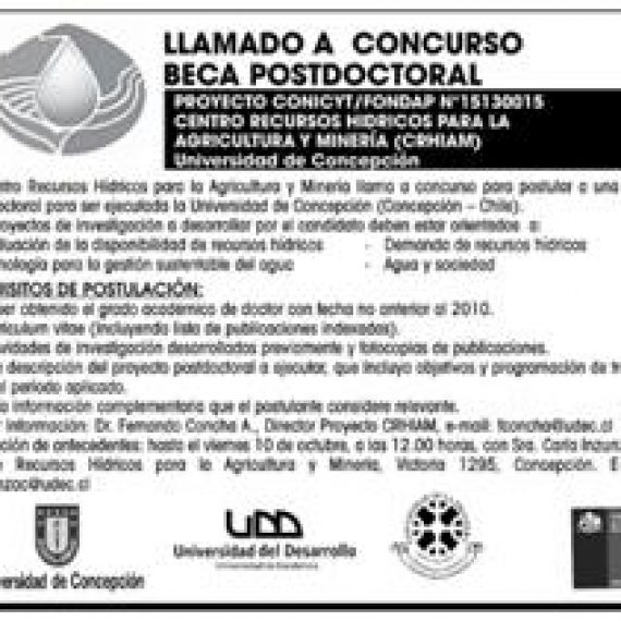 Resultado de la convocatoria para beca postdoctoral