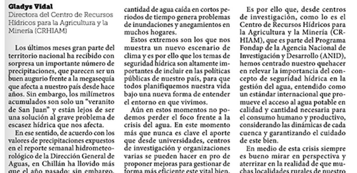 El desafío de seguir trabajando por el agua