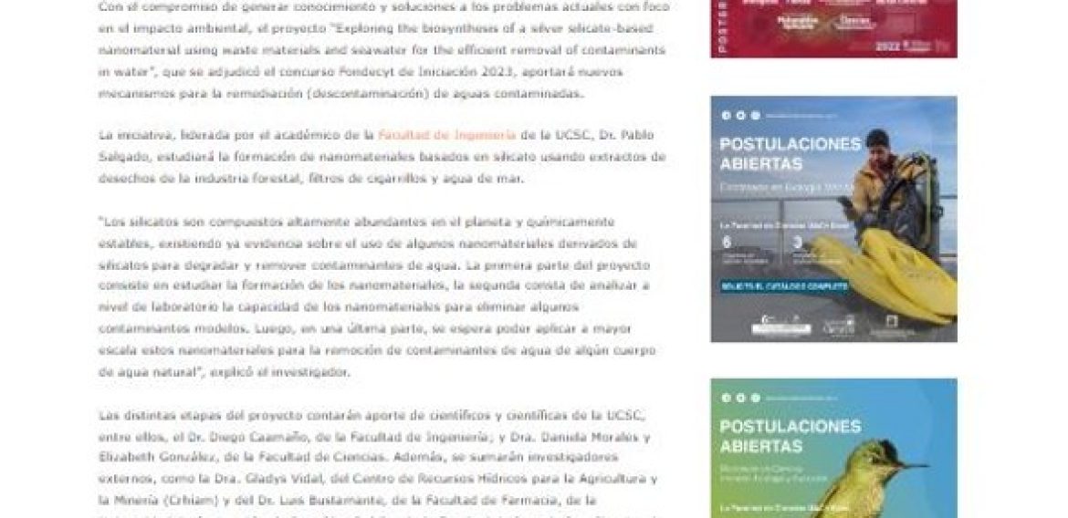 Nanomateriales obtenidos de manera sustentable podrían remediar aguas contaminadas