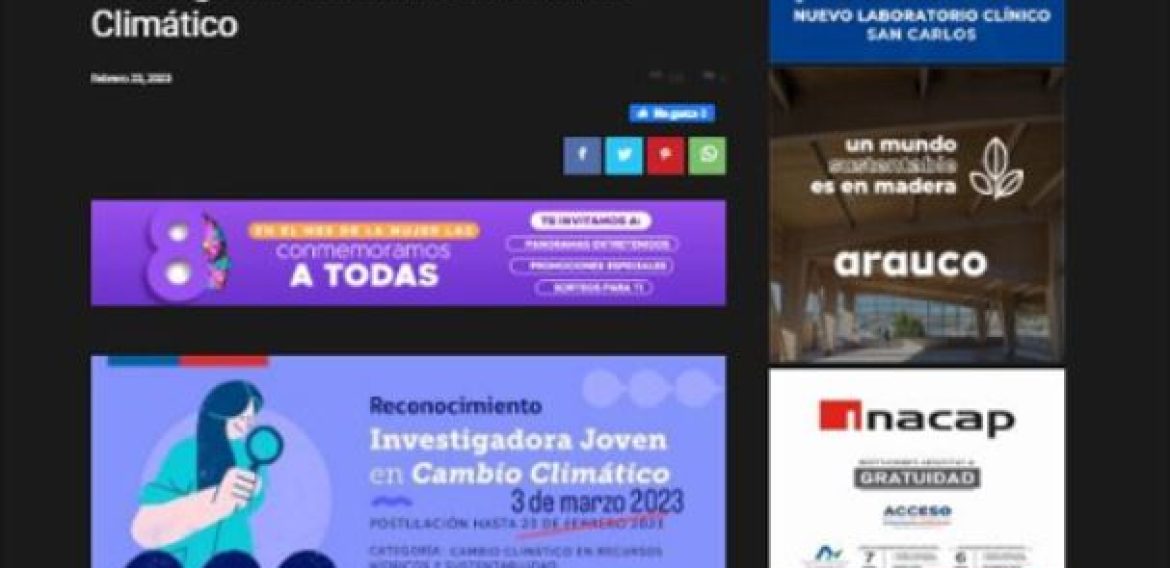 Iniciativa es liderada por SEREMI de Ciencia y Centro de Recursos Hídricos CRHIAM: Amplían plazo para postular a científicas al Reconocimiento Investigadoras Jóvenes en Cambio Climático
