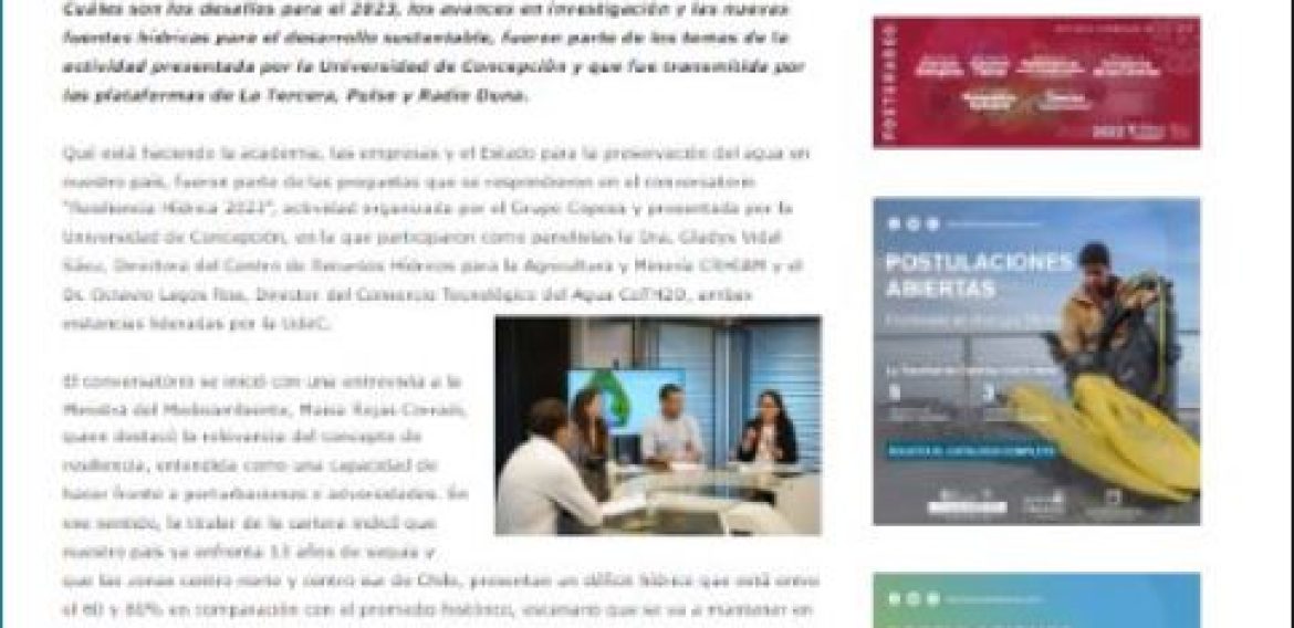 Día Mundial del Agua: académicos UdeC participaron en conversatorio de recursos hídricos realizado por Grupo Copesa