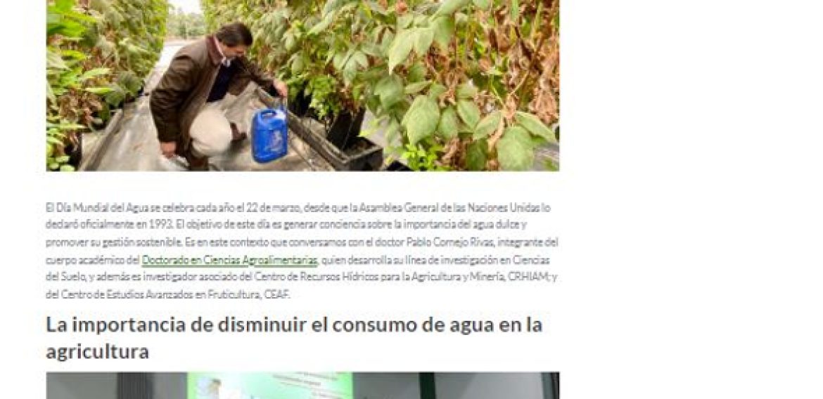 Pablo Cornejo Rivas: “Tenemos que estar preparados para un escenario donde tendremos cada vez menos agua”